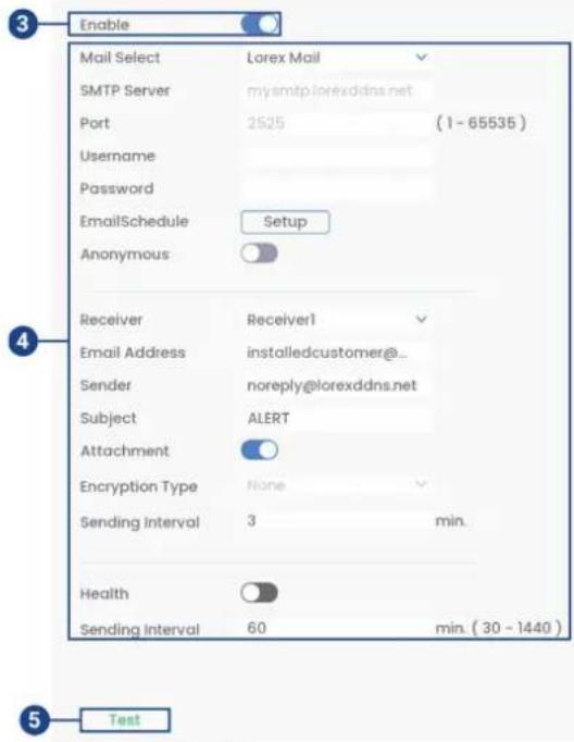 Lorex D881A81B - Pour configurer les alertes de courriel : - 1