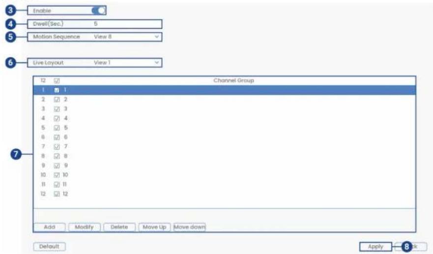 Lorex D881A81B - Pour configurer le mode Séquence : - 1