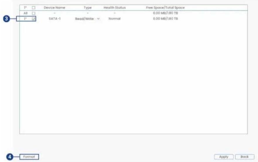 Lorex D881A81B - Pour formater le disque dur : - 1