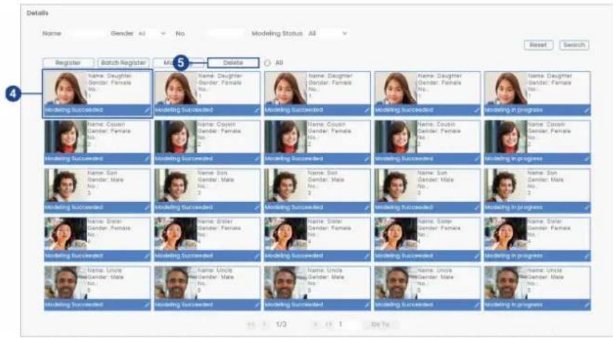 Lorex D881A81B - Suppression d'images de visage enregistrés dans une base de données : - 2