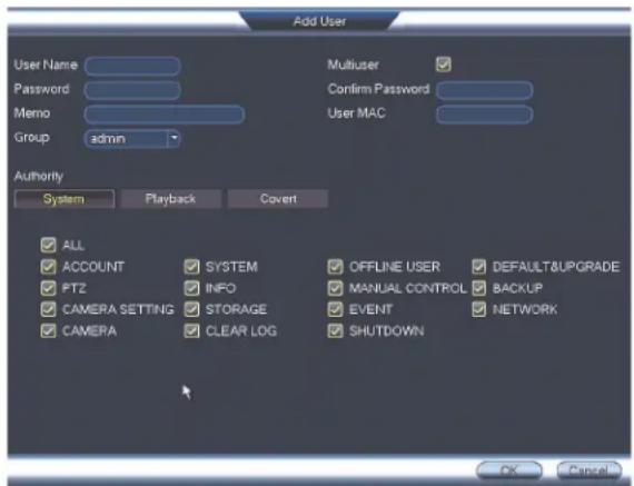 Lorex DV7163 - Pour ajouter un compte d'utilisateur : - 1