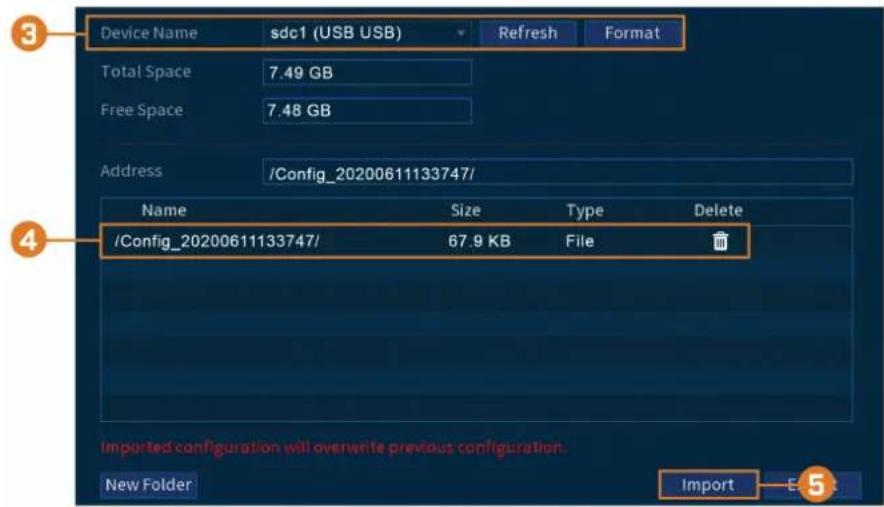 Lorex D862A82B - Pour importer les paramètres du système : - 1