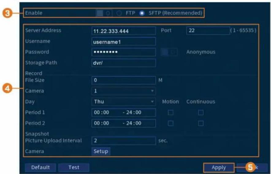 Lorex D862A82B - Pour configurer les paramètres FTP : - 1