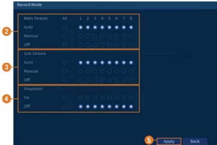 Lorex D862A82B - Pour configurer les options d'enregistrement manuel : - 1