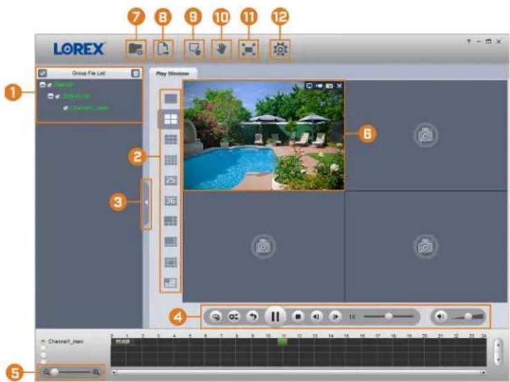 LOREX Group File List Play Window 1 2 3 4 5 Channel_min 7 8 9 10 11 12