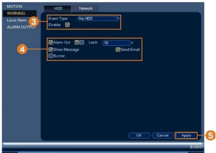 Lorex N861A61B - Pour configurer les avertissements du disque dur : - 1