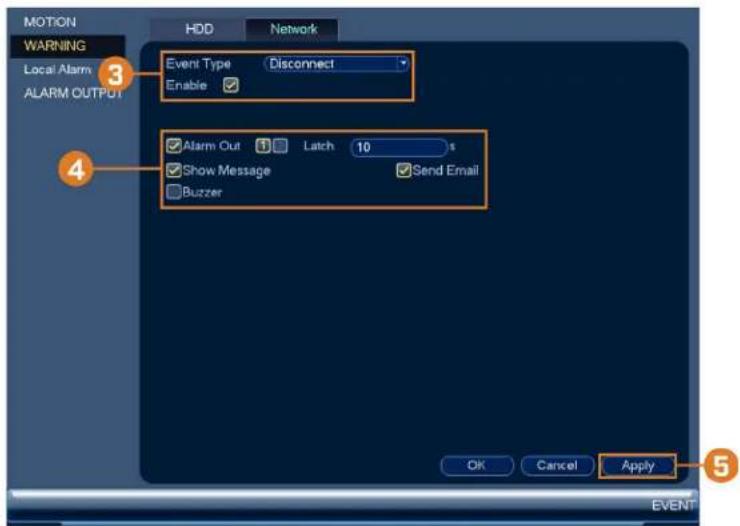 Lorex N861A61B - Configurer les avertissements de réseau : - 1