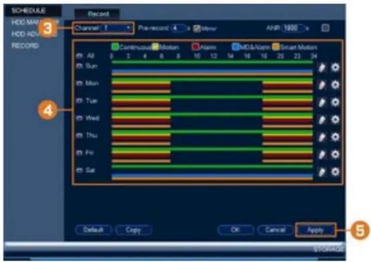 Lorex N881A64B - Pour configurer l'horaire d'enregistrement: - 1