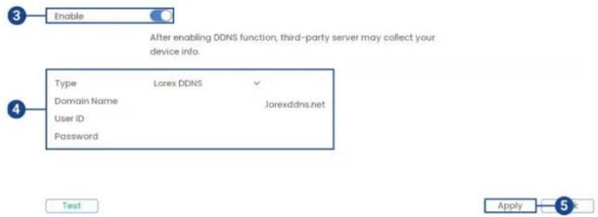 Lorex N910A61 - Pour configurer DDNS dans l'enregistreur : - 1