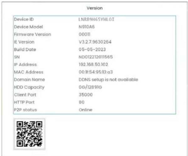Lorex N910A61 - Informations sur la version - 1