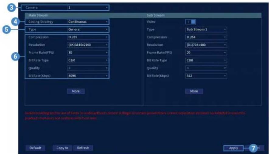 Lorex N883A63B - Pour configurer la qualité d'enregistrement : - 1