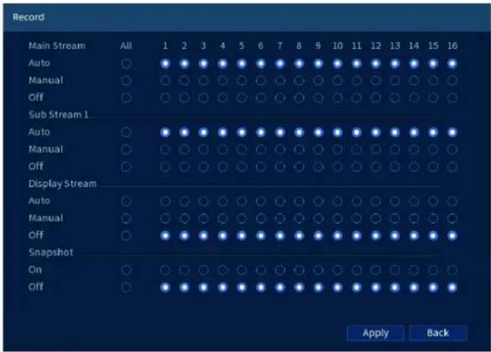 Lorex N883A63B - Pour configurer les options d'enregistrement manuel : - 1
