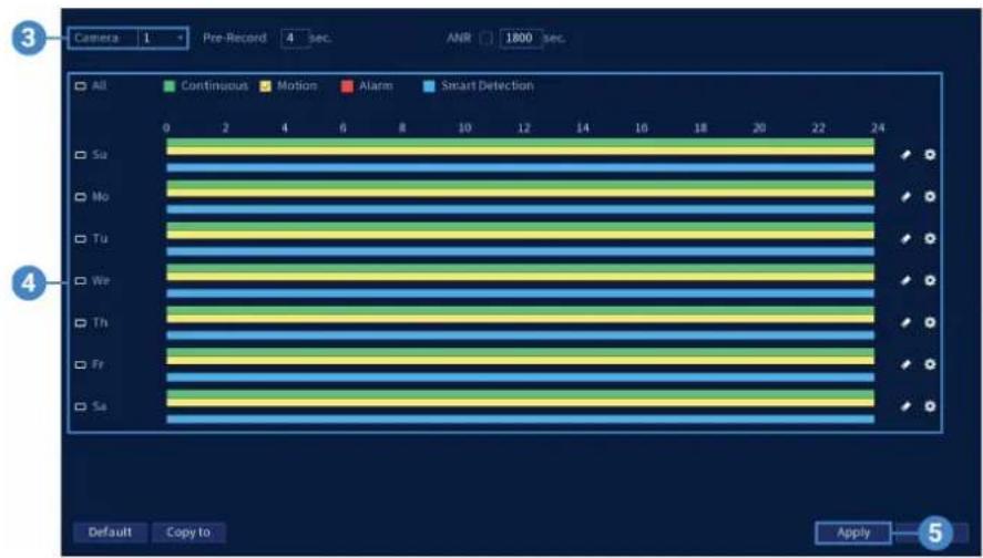 Lorex N883A63B - Pour configurer l'horaire d'enregistrement: - 1