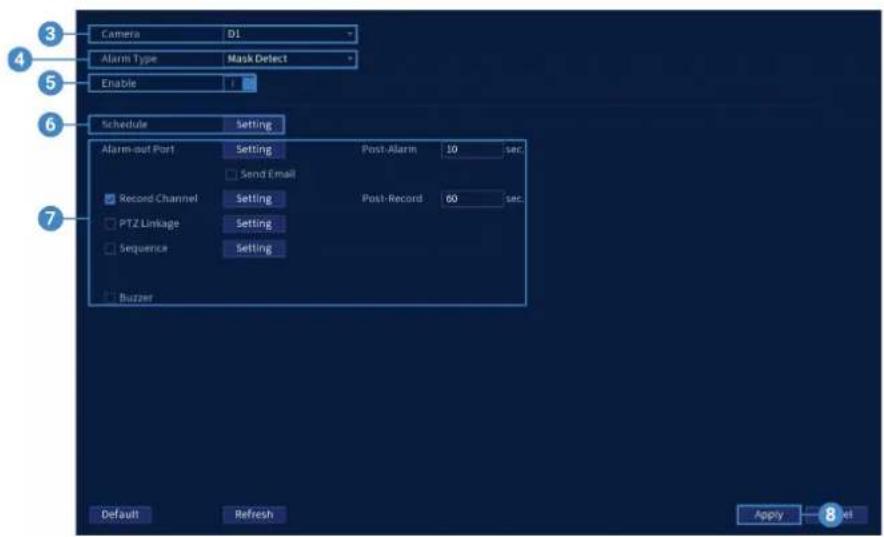 Lorex N883A63B - Pour configurer la détéction de masques : - 1