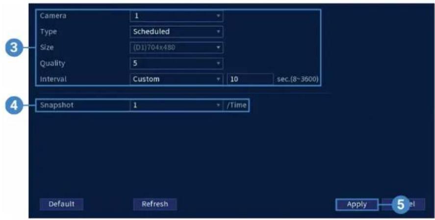 Lorex N883A63B - Pour configurer les paramétres d'enregistrement d'image instantanée : - 1