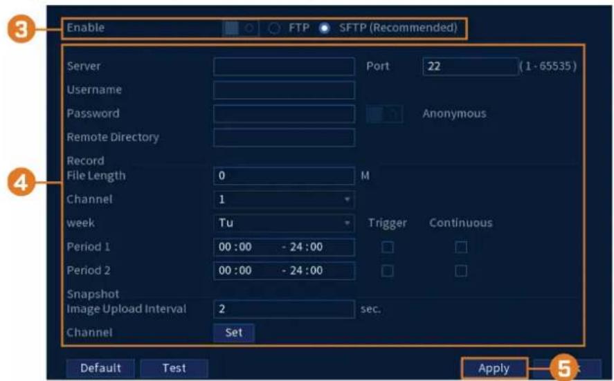 Lorex N844A81 - Pour configurer les paramètres FTP : - 1