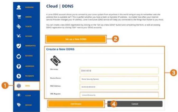 Lorex N844A81 - Pour vous inscrire à un compte DDNS : - 1