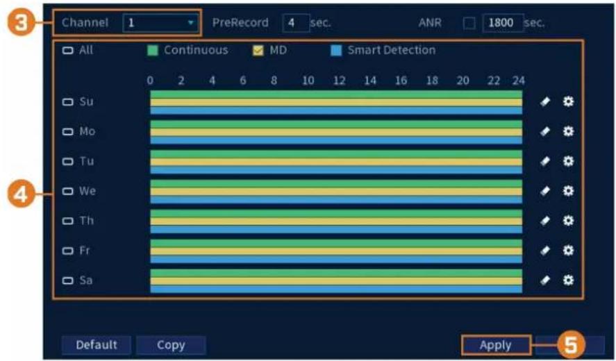 Lorex N844A81 - Pour configurer l'horaire d'enregistrement: - 1
