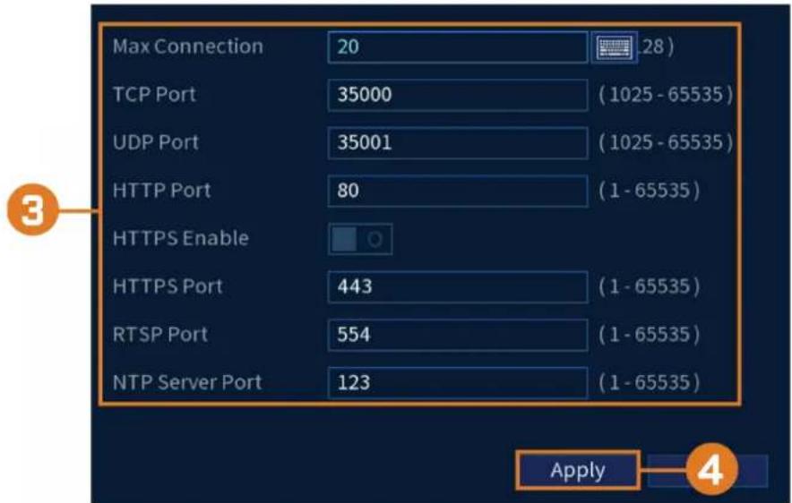 Lorex N844A81 - Pour configurer les ports du système : - 1