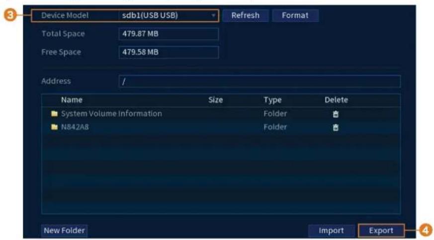 Lorex N844A81 - Pour sauvegarder la configuration de votre système sur une clé USB : - 1