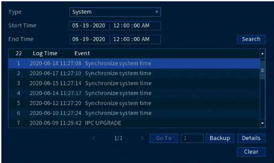 Lorex N844A81 - Journal système - 1