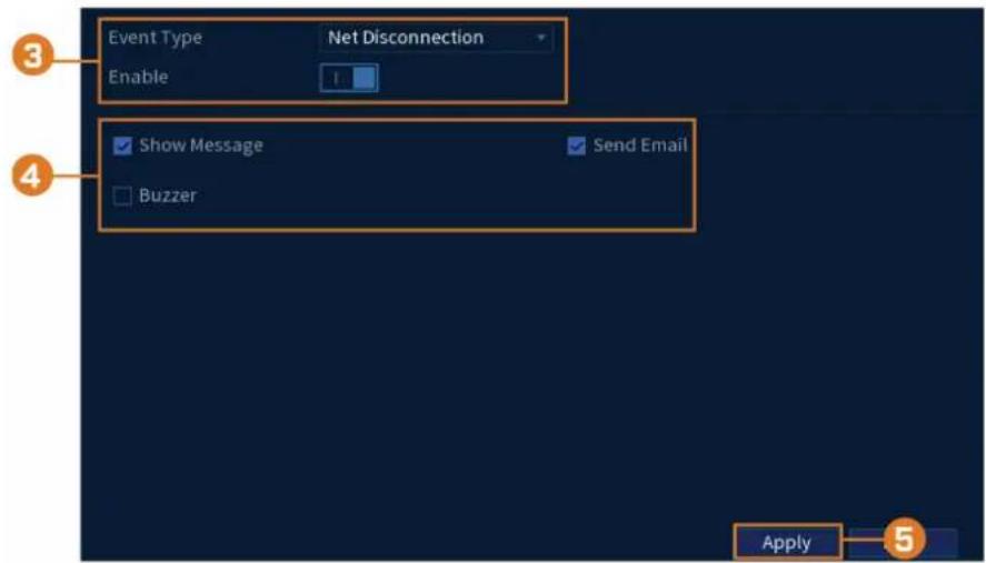 Lorex N844A81 - Configurer les avertissements de réseau : - 1