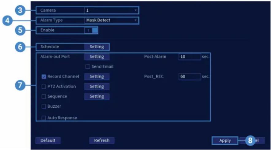 Lorex N884A63B - Pour configurer la détection de masques : - 1