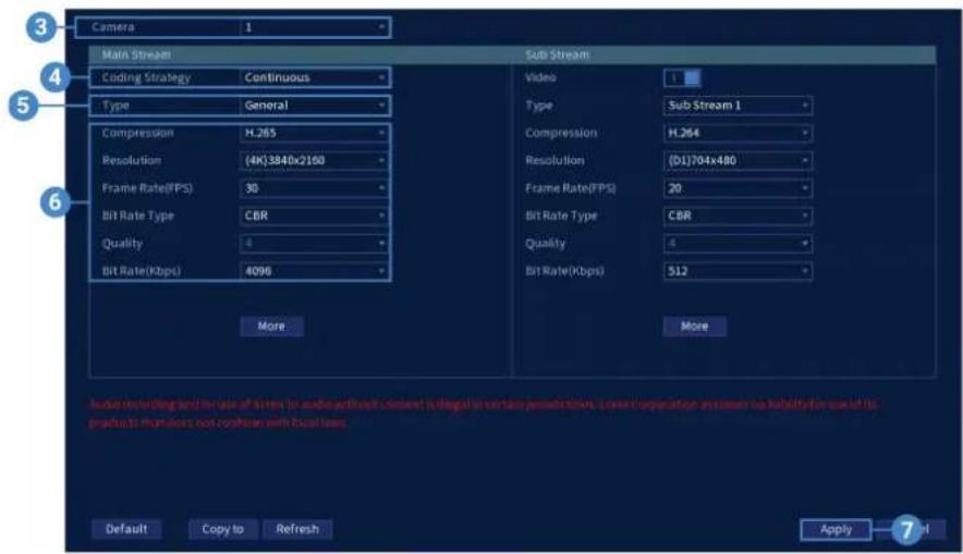Lorex N884A63B - Pour configurer la qualité d'enregistrement : - 1