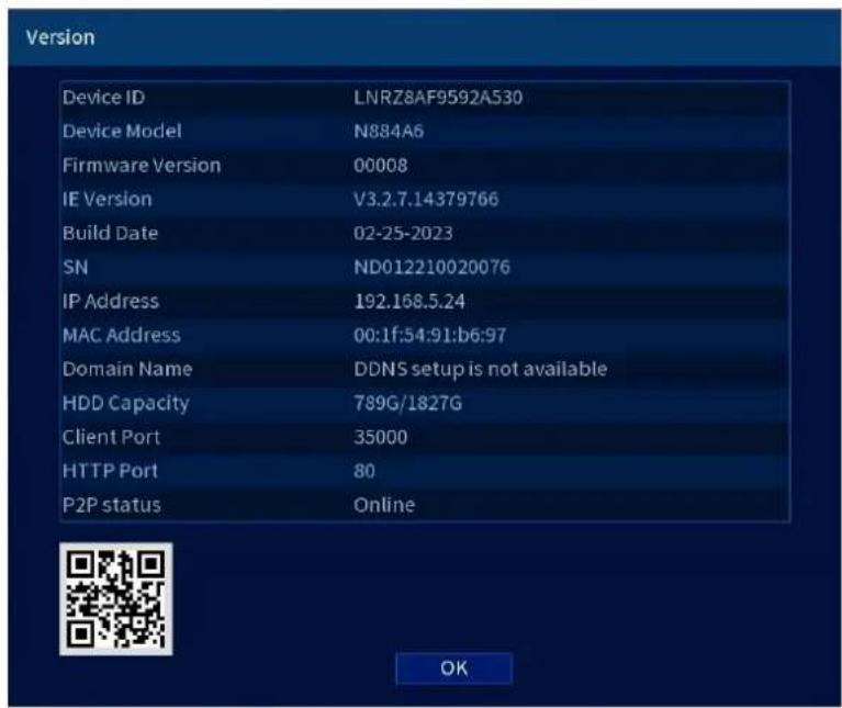 Lorex N884A63B - Informations sur la version - 1