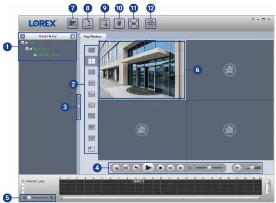Lorex N884A63B - Commandes du lecteur Lorex Player - 1