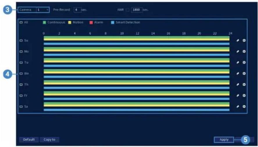 Lorex N884A63B - Pour configurer l'horaire d'enregistrement: - 1