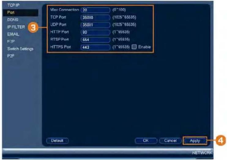 Lorex N881A63B - Pour configurer les ports du système : - 1