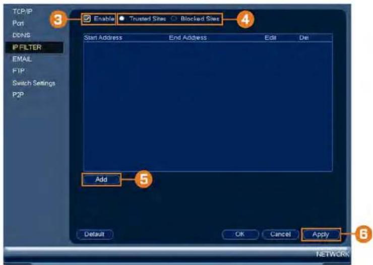 Lorex N881A63B - Configurer le filtré IP - 1