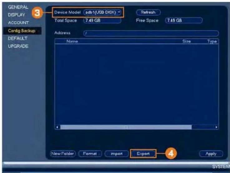 Lorex N881A63B - Pour sauegarder la configuration de votre systeme sur une clé USB : - 1