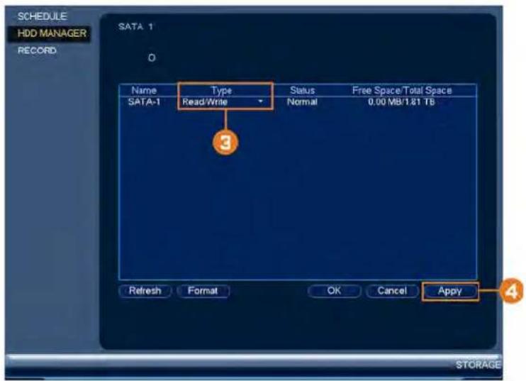 Lorex N881A63B - Pour configurer le type de disque dur : - 1