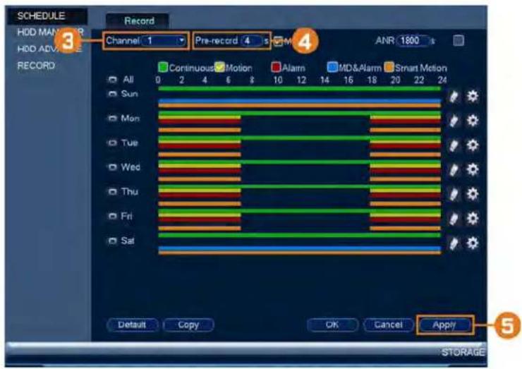 Lorex N881A63B - Pour configurer le pré-enregistrement : - 1