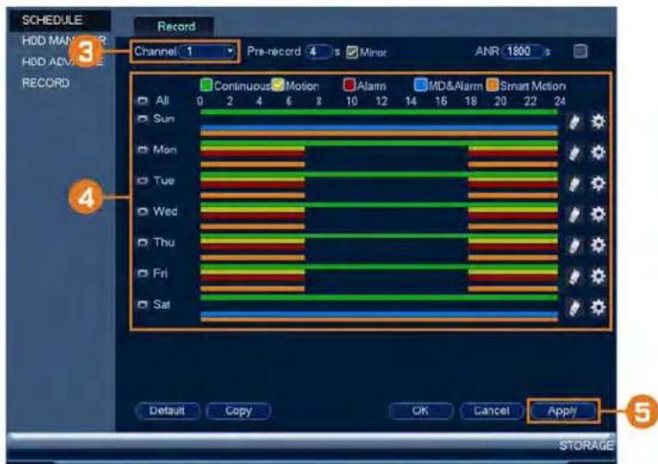 Lorex N881A63B - Pour configurer l'horaire d'enregistrement: - 1