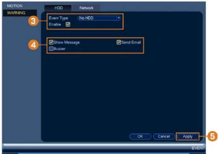 Lorex N841A82 - Pour configurer les avertissements du disque dur : - 1