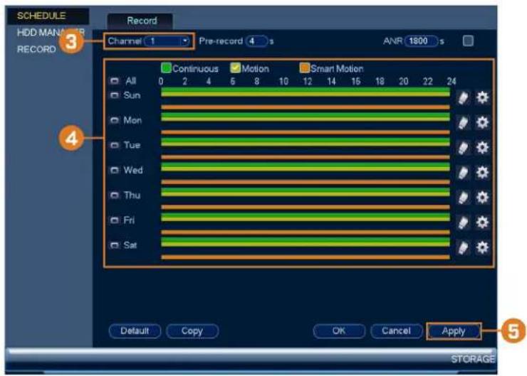 Lorex N841A82 - Pour configurer l'horaire d'enregistrement: - 1