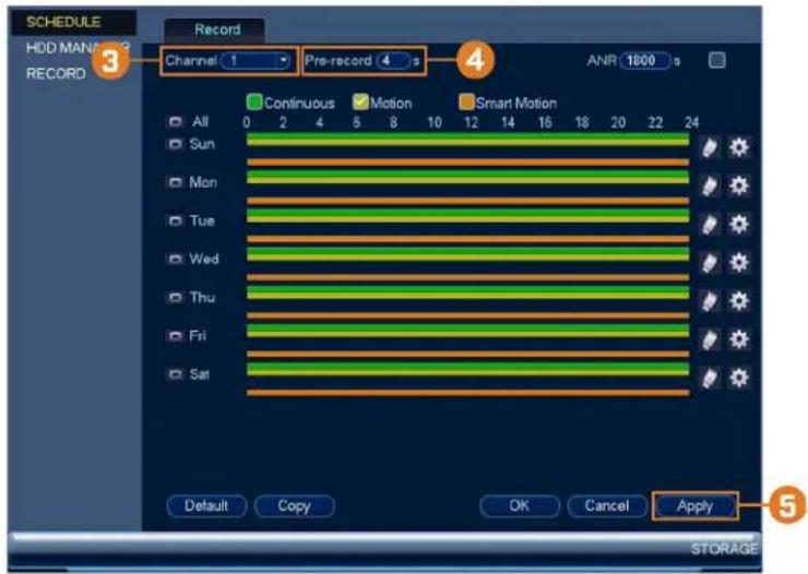 Lorex N841A82 - Pour configurer le pré-enregistrement : - 1