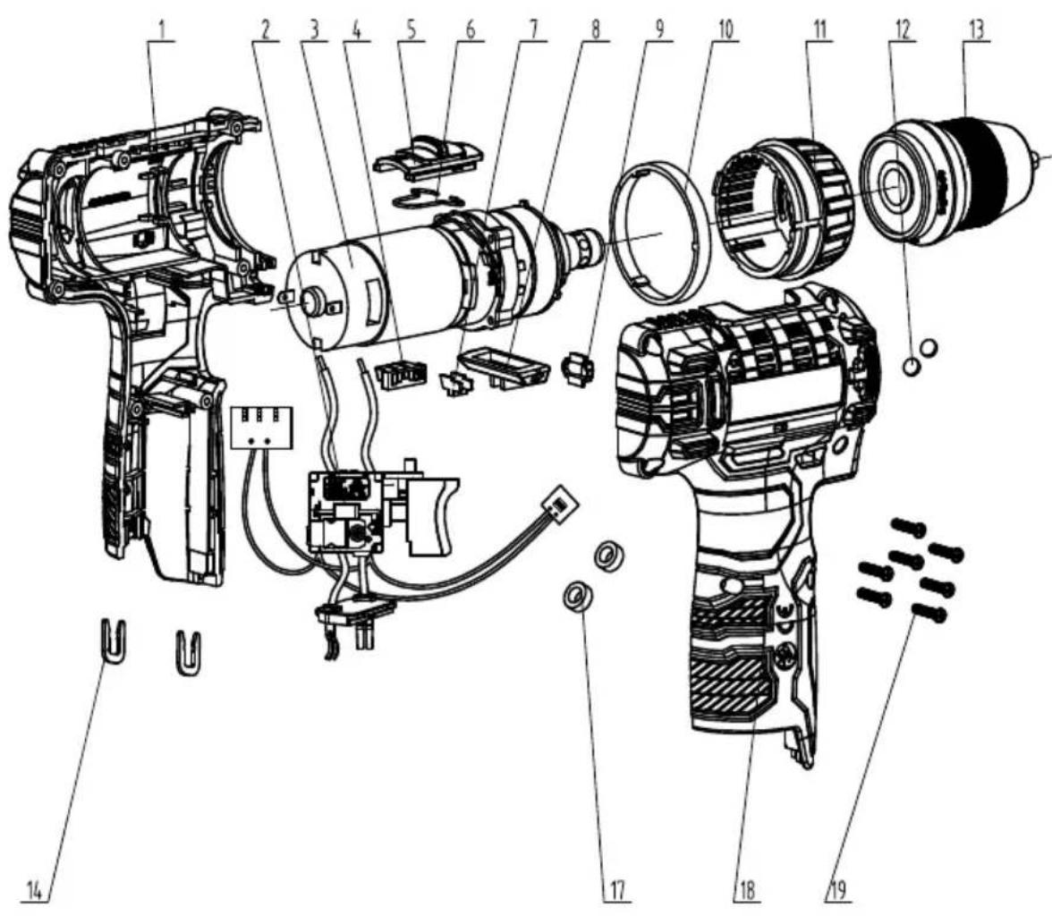 PARKSIDE PBSA 12 E4 - Rysunek samorozwijający • Rozvinutý výkres Výkres náhradných dielov • Eksplosionstegning Plano de explosión • Disegno esploso Robbantott ábra • Eksplozijska risba - 1