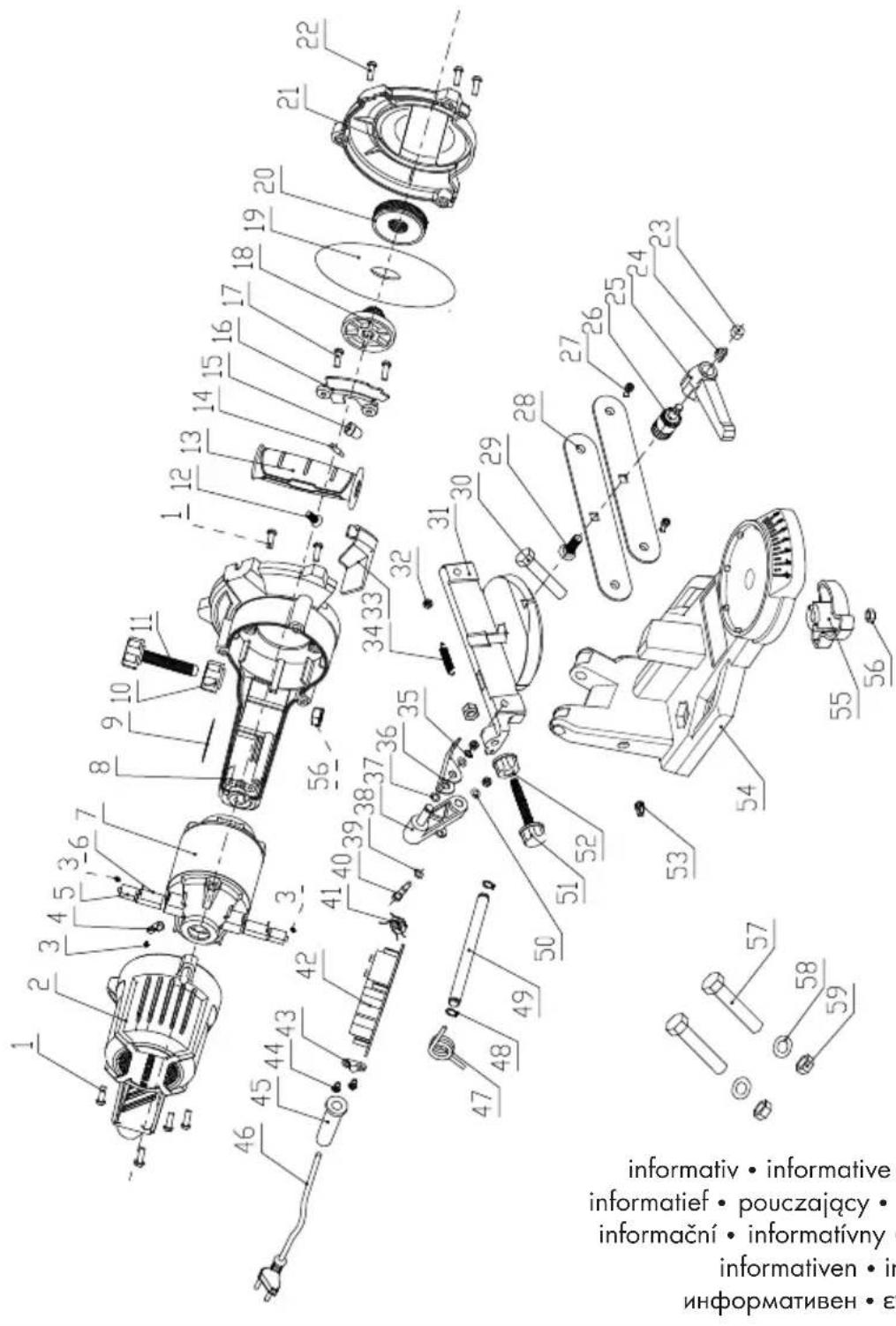 PARKSIDE PSG 85 C2 - Explosionszeichnung • Exploded Drawing Vue éclatée • Explosietekening Rysunki eksplozyine • Plano de explosión Eksplosionstegning • Vista esplosa Rozvinutý vykres • Vykres náhradnych dielov Robbantott ábra • Eksplozijska risba Eksplozivni crtež • Schemá de exploszie Texhnuečn ueptěk • Eπi μέρους σχεδιaypáμata - 1
