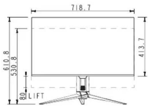 ASUS ROG Swift OLED PG32UCDMR - 外形寸法 - 3