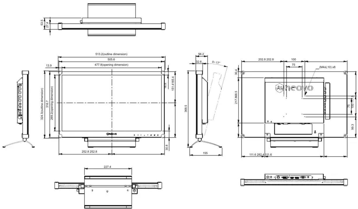 AG Neovo RX-2202 - TECHNICAL DRAWING - 1