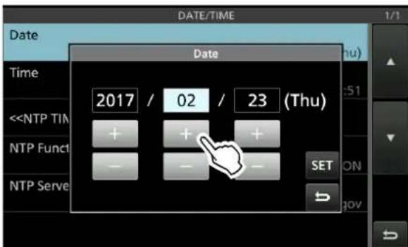 ICOM IC-7610 - Toucher [+] et [-] pour régler la date. - 1