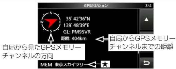 ICOM IC-905 - MEM画面(GPS個別メモリー設定の位置情報) - 1