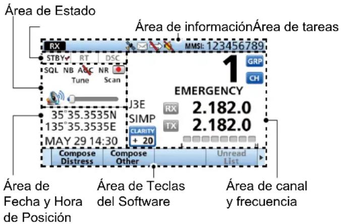 ICOM IC-M804 - ■ Pantalla de función (Pantalla principal) - 1