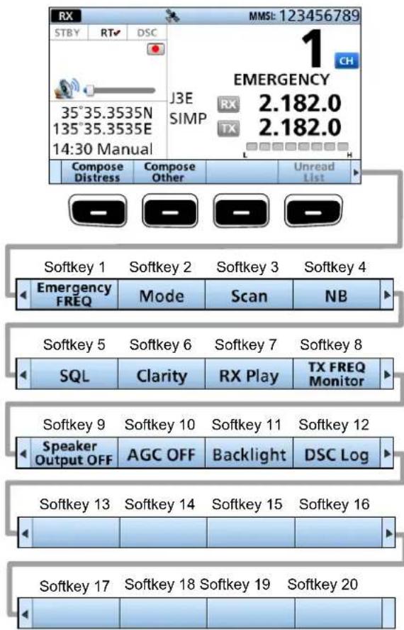 ICOM IC-M804 - Sélection d'une fonction de touche logicielle - 1