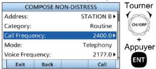 ICOM IC-M804 - Sélectionnez « Call Frequency ». - 1