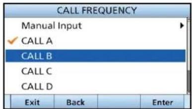 ICOM IC-M804 - Wählen Sie eine Ruffrequenz oder „Manual Input“. - 1